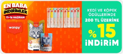 Kedi ve köpek ödüllerinde 200 TL üzerine %15 indirim