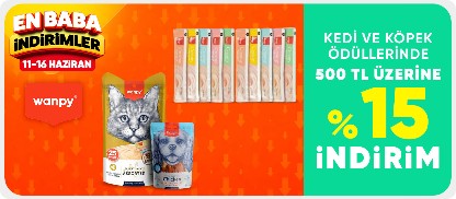 Kedi ve köpek ödüllerinde 200 TL üzerine %15 indirim