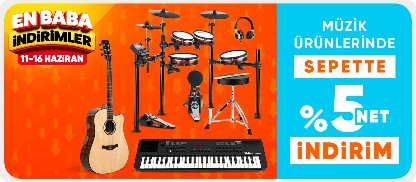Müzik ürünlerinde  sepette %5 net indirim