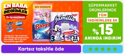 Süpermarket ürünlerinde  tüm indirimlere ek %15 anında indirim