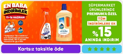 Süpermarket ürünlerinde  Premium'a özel tüm indirimlere ek %15 anında indirim 