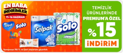 Temizlik ürünlerinde Premium’a özel %15 indirim