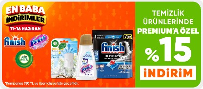 Temizlik ürünlerinde Premium’a özel %15 indirim *750 TL üzerinde geçerlidir.