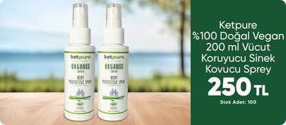 Ketpure Organik Sertifikalı Vücut Koruyucu Sinek Kovucu Sprey %100 Doğal Vegan 200 ml (100 ml *2) 250 TL