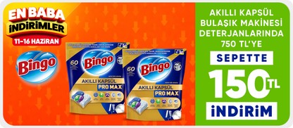 Akıllı kapsül bulaşık makinesi deterjanlarında 750 TL’ye sepette 150 TL indirim