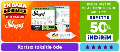 Bebek bezi ve ıslak mendillerde  600 TL'ye sepette 50 TL indirim