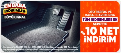 Oto Paspas ve Bagaj Havuzunda 300 TL Üzerine %10 İndirim!