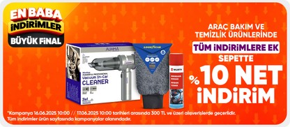 Araç Bakım Temizlik Ürünlerinde 300 TL Üzerine Sepette 10% İndirim