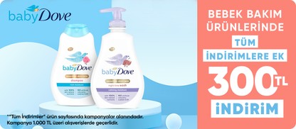 Dove Baby Bebek Bakım Ürünlerinde 1000 TL ve üzerine Tüm İndirimlere Ek 300 TL indirim