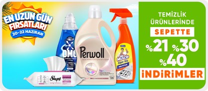 Temizlik ürünlerinde sepette %21 %30 %40 indirimler