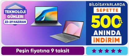 Intel İşlemcili Bilgisayarlarda Sepette 500TL Kupon