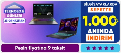 Intel İşlemcili Bilgisayarlarda Sepette 1000TL Kupon
