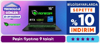 Monster Bilgisayarlarda Sepette %10 İndirim Fırsatı