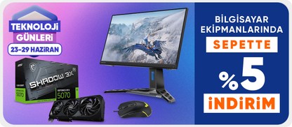 Bilgisayar Ekipmanlarında Sepette %5 İndirim