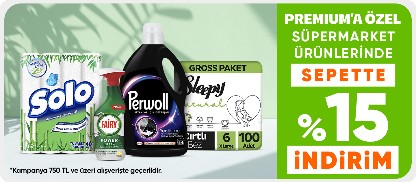 Süpermarket ürünlerinde 750 TL üzerine sepette %15 indirim