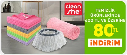 Temizlik ürünlerinde  600 TL ve üzerine 80 TL indirim