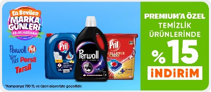 Temizlik ürünlerinde Premium’a özel 750 TL’ye %15 indirim