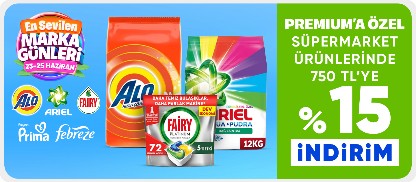 Süpermarket ürünlerinde Premium’a özel 750 TL’ye %15 indirim