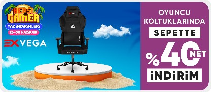 Exvega oyuncu koltuklarında Sepette Net %40 İndirim