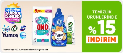 Temizlik ürünlerinde  %15 indirim*