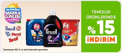 Temizlik ürünlerinde %15 indirim