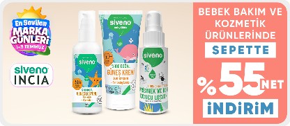 INCIA & Siveno Bebek bakım ve Kozmetik Ürünlerinde Sepette Net %55 İndirim