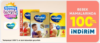 Bebelac Bebek Mamalarında 1000TL üzerine 100TL İndirim