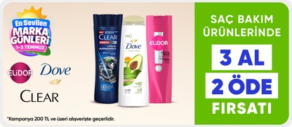 Elidor,Clear,Dove Ürünlerinde 3 al 2 öde