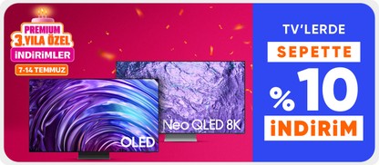 Televizyonlarda Premiuma Özel Sepette %10 Net İndirim!