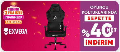 Exvega oyuncu koltuklarında Sepette %40 net indirim
