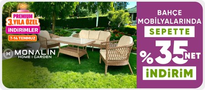 Monalin Home Garden bahçe mobilyalarında Sepette %35 net indirim