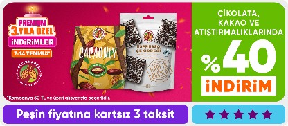 Çikolata, kakao ve atıştırmalıklarında  %40 i̇ndirim*