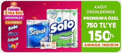 Kağıt ürünlerinde  Premium’a özel 750 TL’ye 150 anında TL indirim