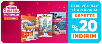 Ders ve sınav kitaplarında sepette %20 indirim