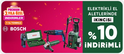 Bosch Elektrikli El Aletleri Ürünlerinden 2. Ürüne %10 İndirim