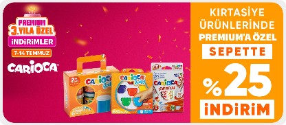 Carioca Kırtasiye Ürünlerinde Premium'a Özel sepette %25 indirim