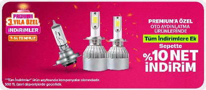 Oto aydınlatma ürünlerinde Premum'a özel sepette %10 indirim