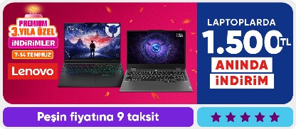 Laptoplarda  1.500 TL anında indirim