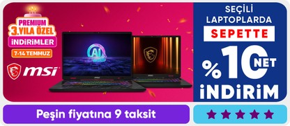 Laptoplarda  sepette %10 net indirim