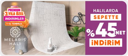 Melaris Halı ürünlerinde Sepette %45 net indirim