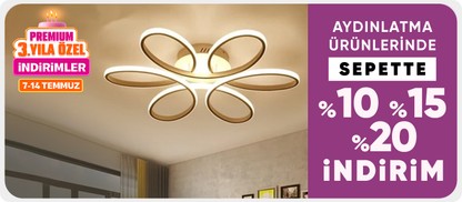 Aydınlatma ürünlerinde Sepette %10-%15-%20 indirim