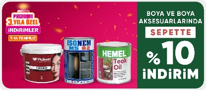 Boya ve boya aksesuarlarında sepette %10 indirim