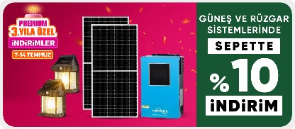 Güneş ve Rüzgar Enerji Sistemlerinde Sepette %10 İndirim