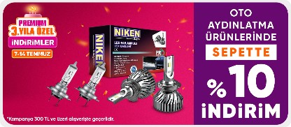 Oto Aydınlatma Ürünlerinde 300 TL Üzeri Sepette %10 indirim 