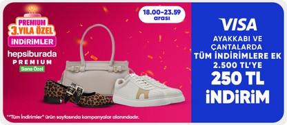 Ayakkabı ve çantalarda 2.500 TL'ye 250 TL indirim