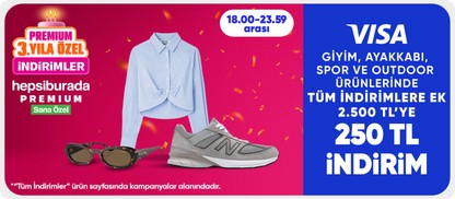 Giyim, ayakkabı, spor ve outdoor ürünlerinde 2.500 TL'ye 250 TL indirim