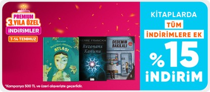 Kitaplarda tüm indirimlere ek  %15 indirim*