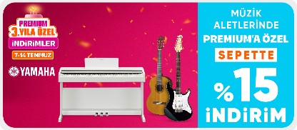 Müzik aletlerinde  Premium’a özel sepette %15 indirim