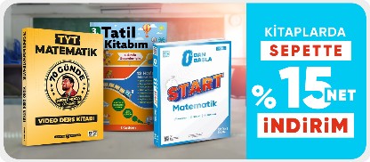 Ders ve sınav kitaplarında  sepette %15 net indirim