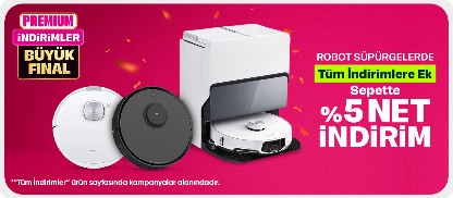 Robot Süpürgelerde Premiuma Özel Sepette %5 İndirim Fırsatı